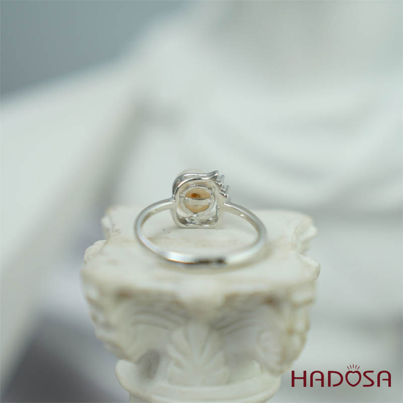 Nhẫn ngọc trai 8mm bạc