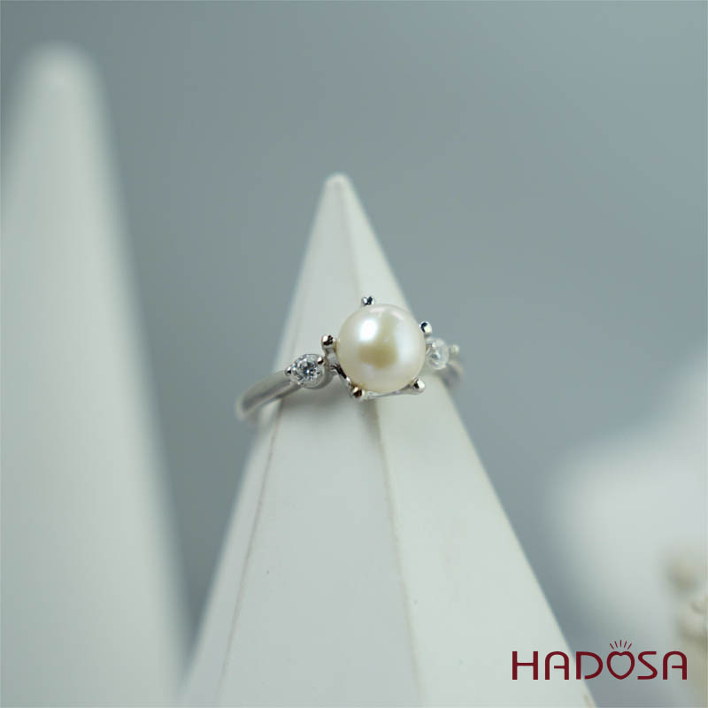 Nhẫn ngọc trai 7mm bạc