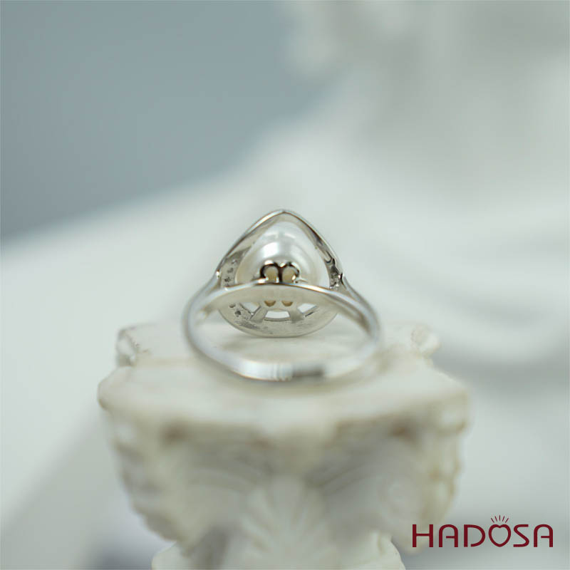 Nhẫn ngọc trai 9mm bạc