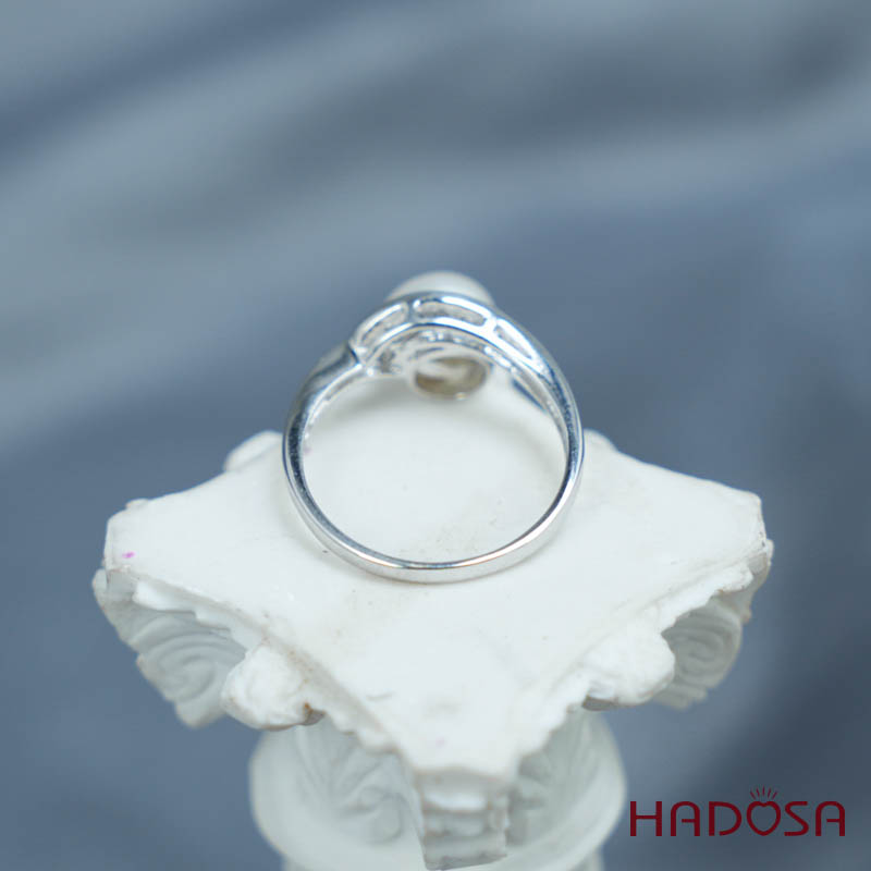 Nhẫn ngọc trai 8mm bạc size 12