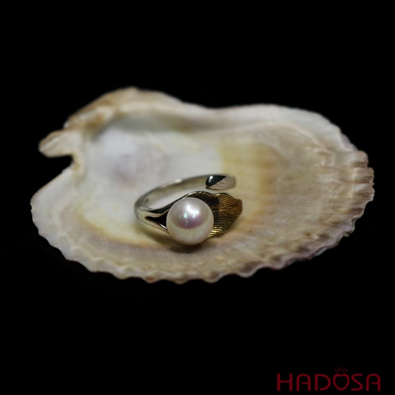 Nhẫn Ngọc trai hạt bầu 8mm bạc 925