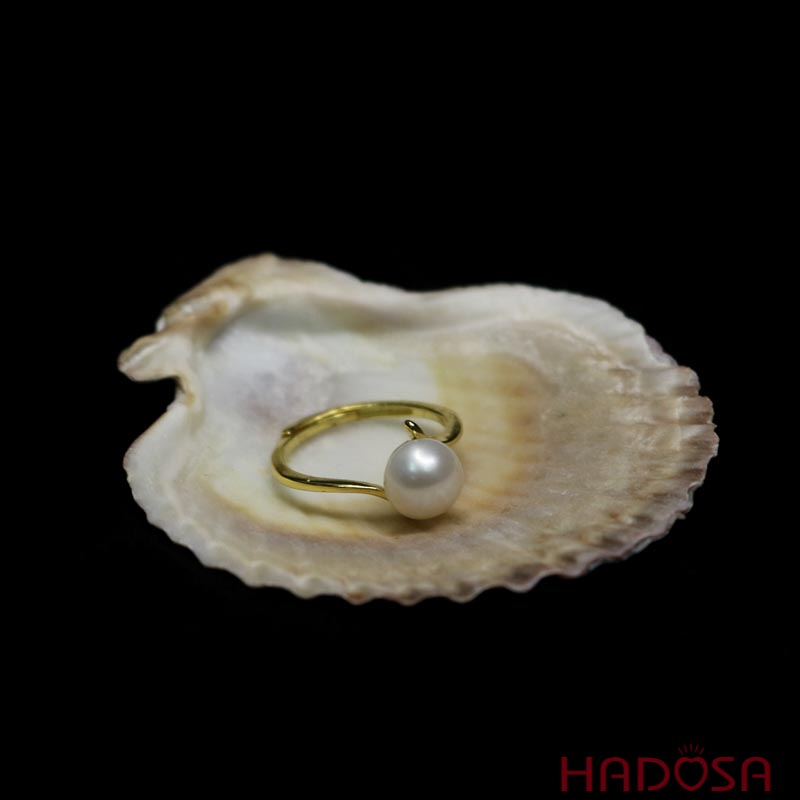 Nhẫn Ngọc trai hạt bầu 7mm bạc 925