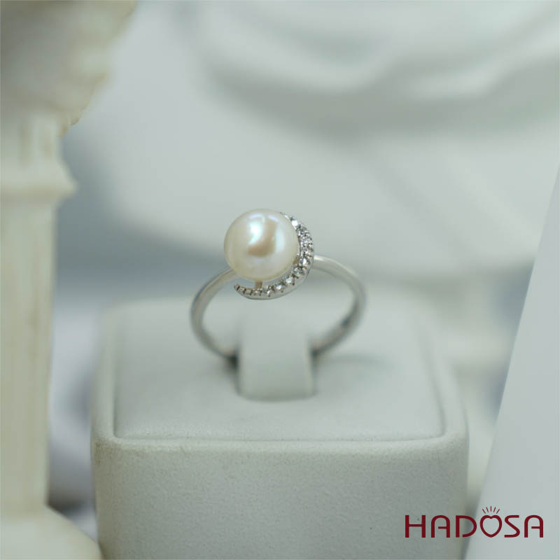 Nhẫn ngọc trai 7mm bạc