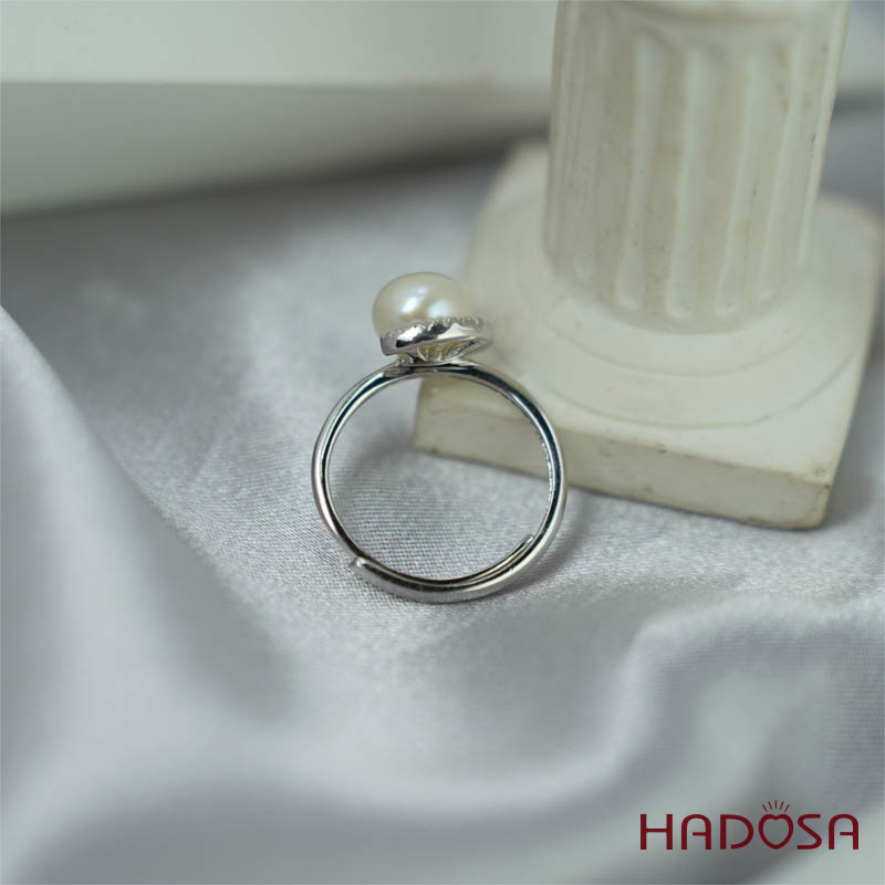 Nhẫn ngọc trai 7mm bạc