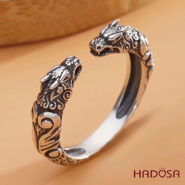 Nhẫn ngón trỏ bạc nam đầu Sói