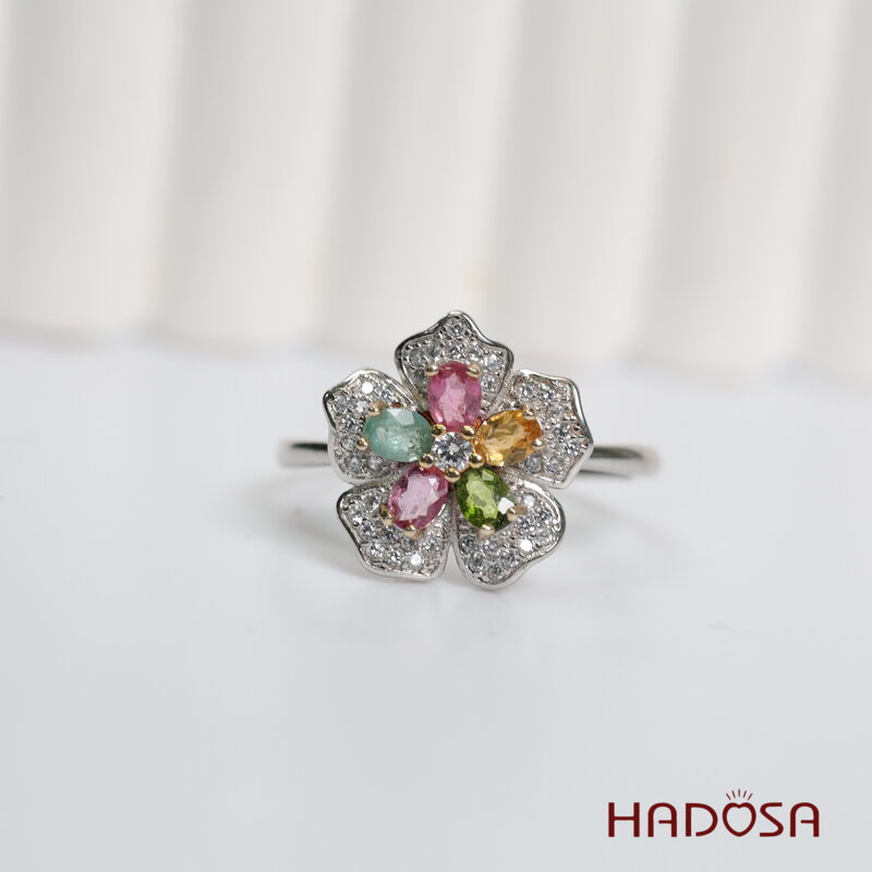 Nhẫn nữ đá Tourmaline 3*4mm bạc 925