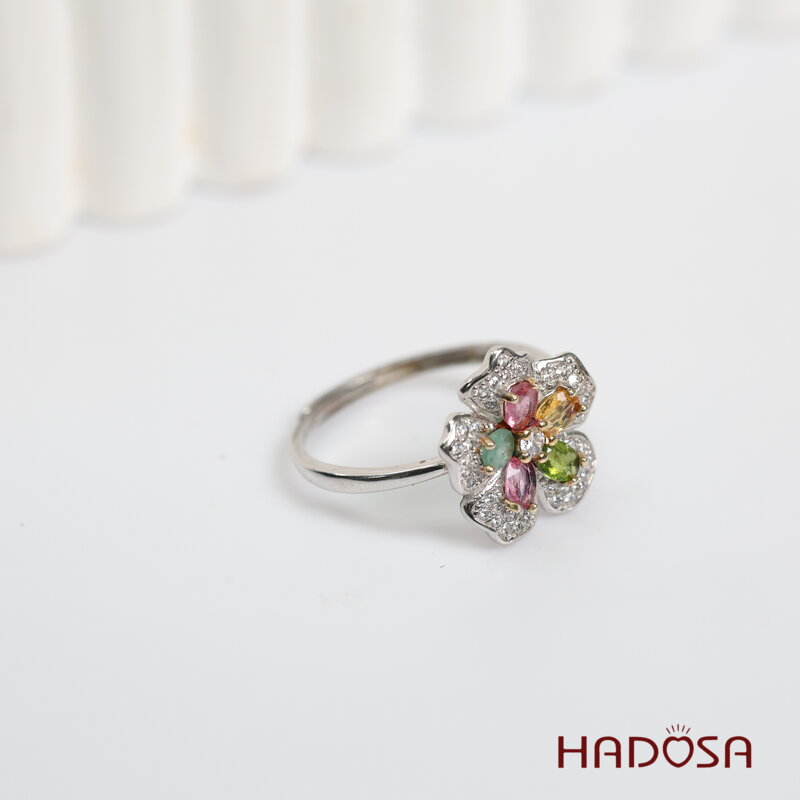 Nhẫn nữ đá Tourmaline 3*4mm bạc 925