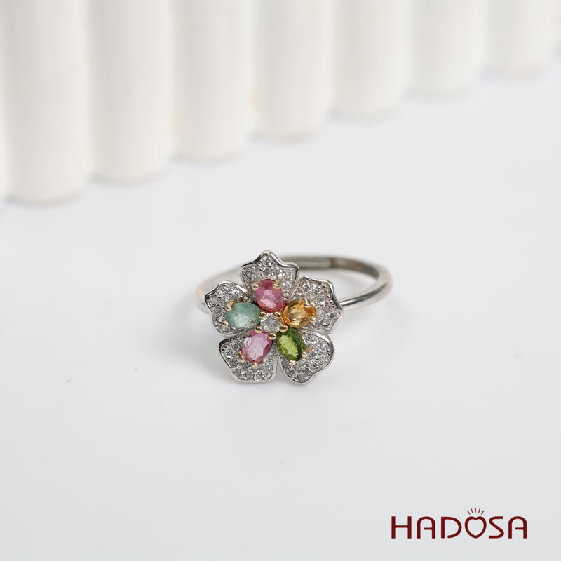 Nhẫn nữ đá Tourmaline 3*4mm bạc 925
