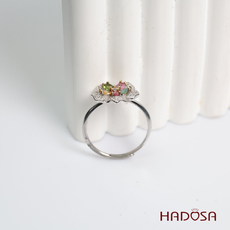 Nhẫn nữ đá Tourmaline 3*4mm bạc 925