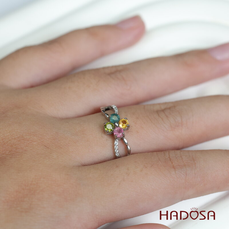 Nhẫn nữ đá Tourmaline 3mm bạc 925