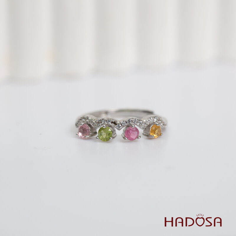 Nhẫn nữ đá Tourmaline 3mm bạc 925
