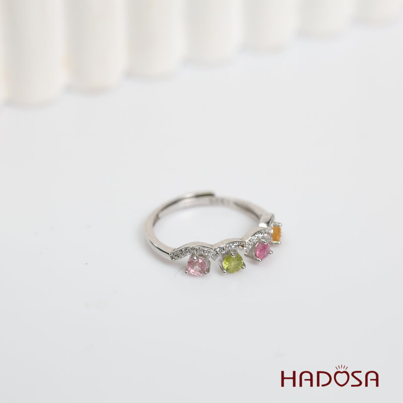 Nhẫn nữ đá Tourmaline 3mm bạc 925