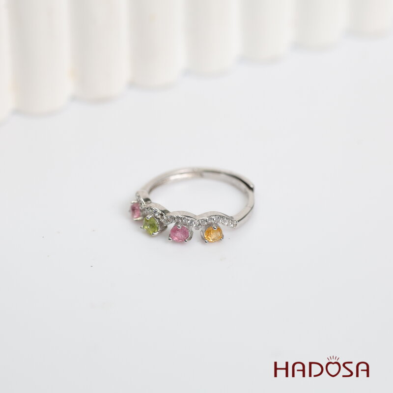 Nhẫn nữ đá Tourmaline 3mm bạc 925
