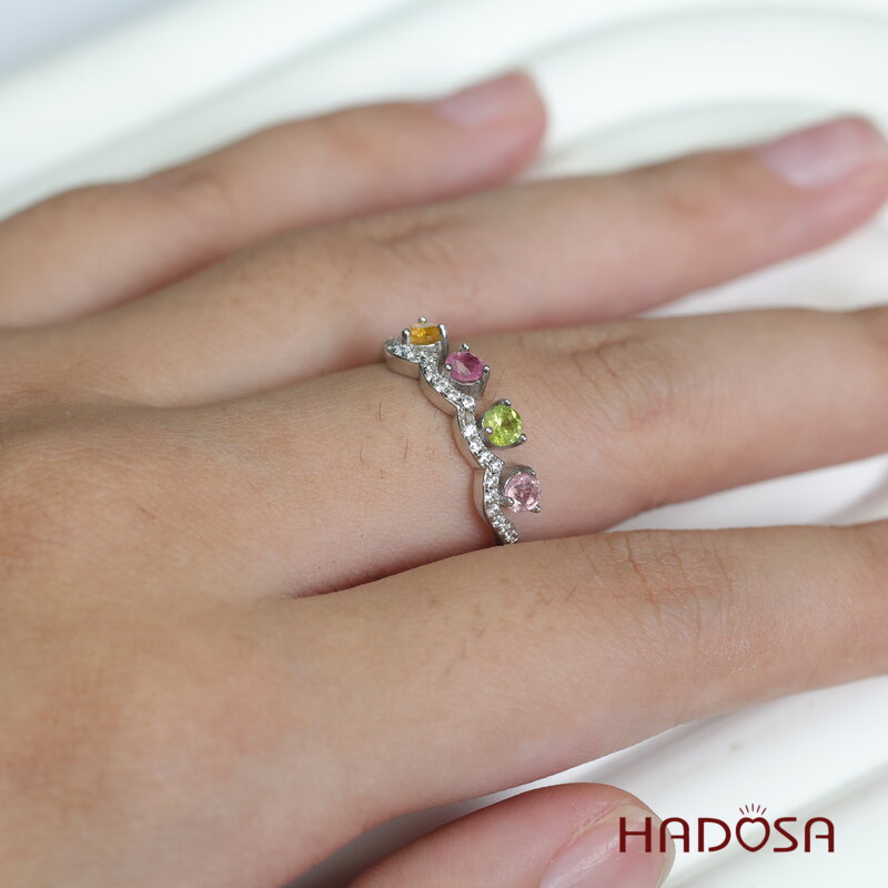 Nhẫn nữ đá Tourmaline 3mm bạc 925