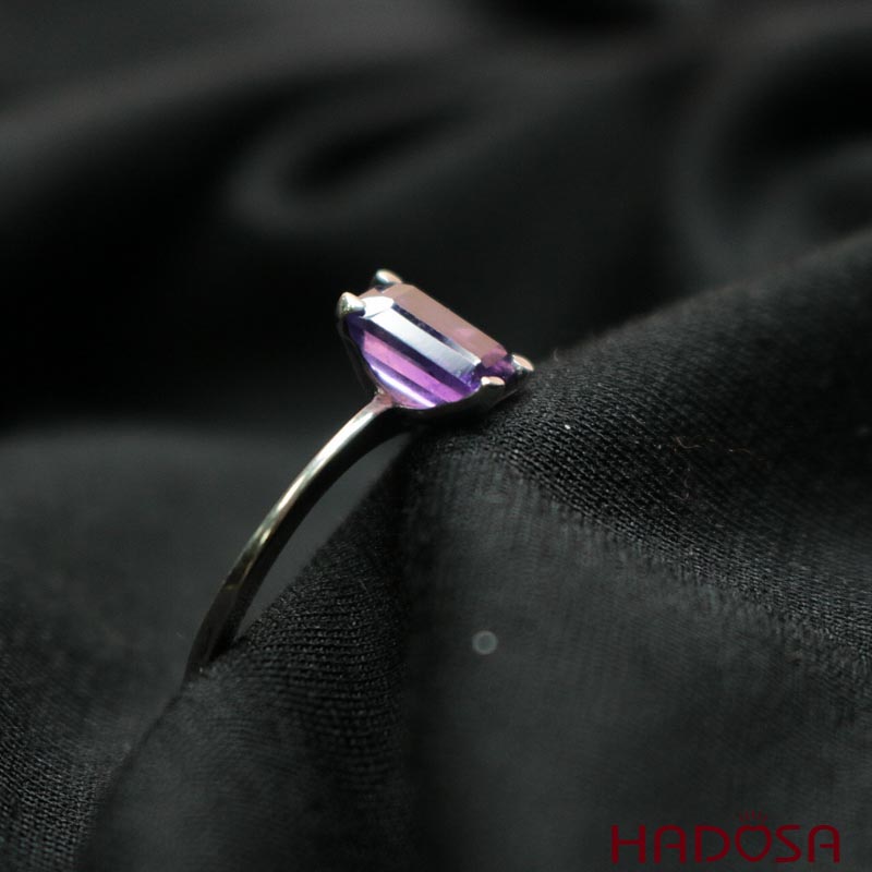 Nhẫn Thạch anh tím cao cấp bạc 925 size 13