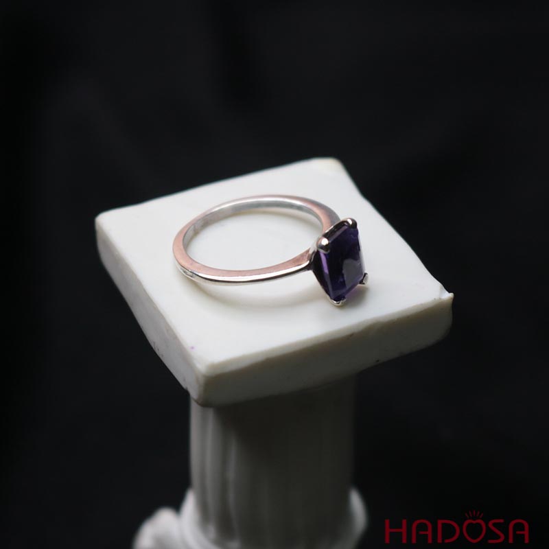 Nhẫn Thạch anh tím cao cấp bạc 925 size 13