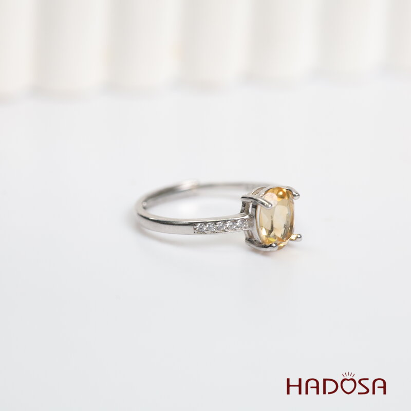 Nhẫn Thạch Anh Vàng Citrine 6*8mm bạc 925