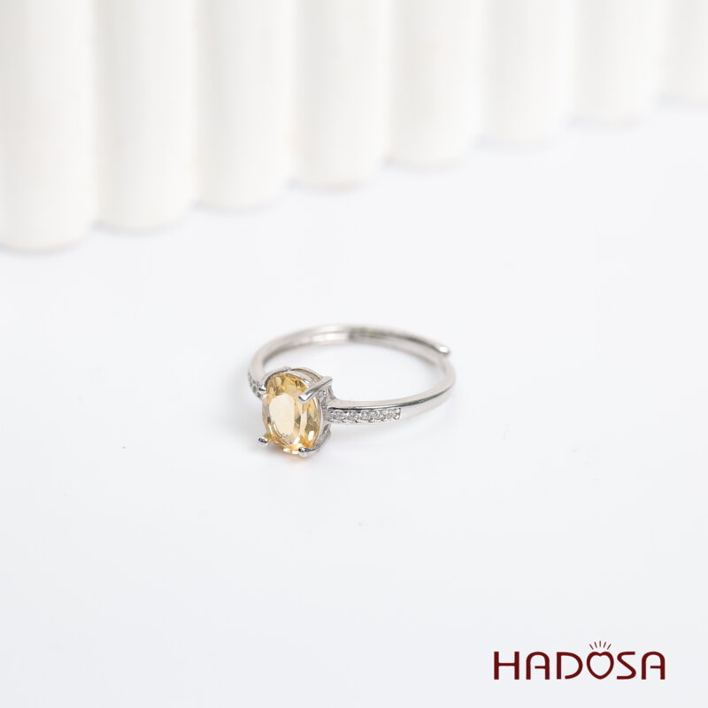 Nhẫn Thạch Anh Vàng Citrine 6*8mm bạc 925