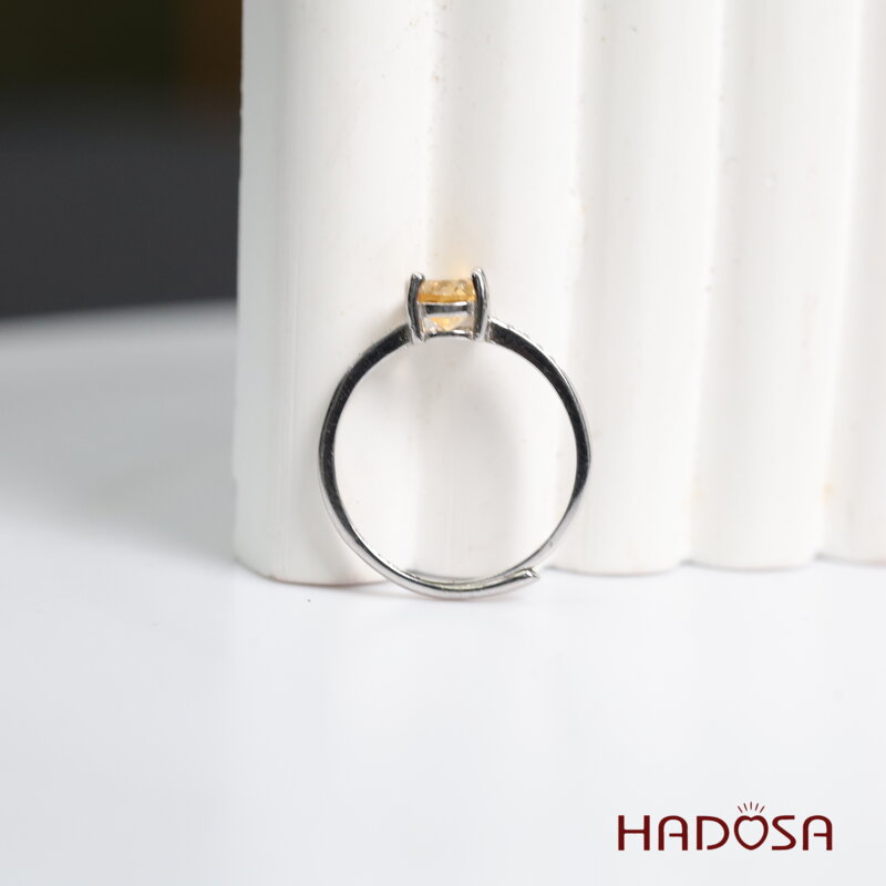 Nhẫn Thạch Anh Vàng Citrine 6*8mm bạc 925