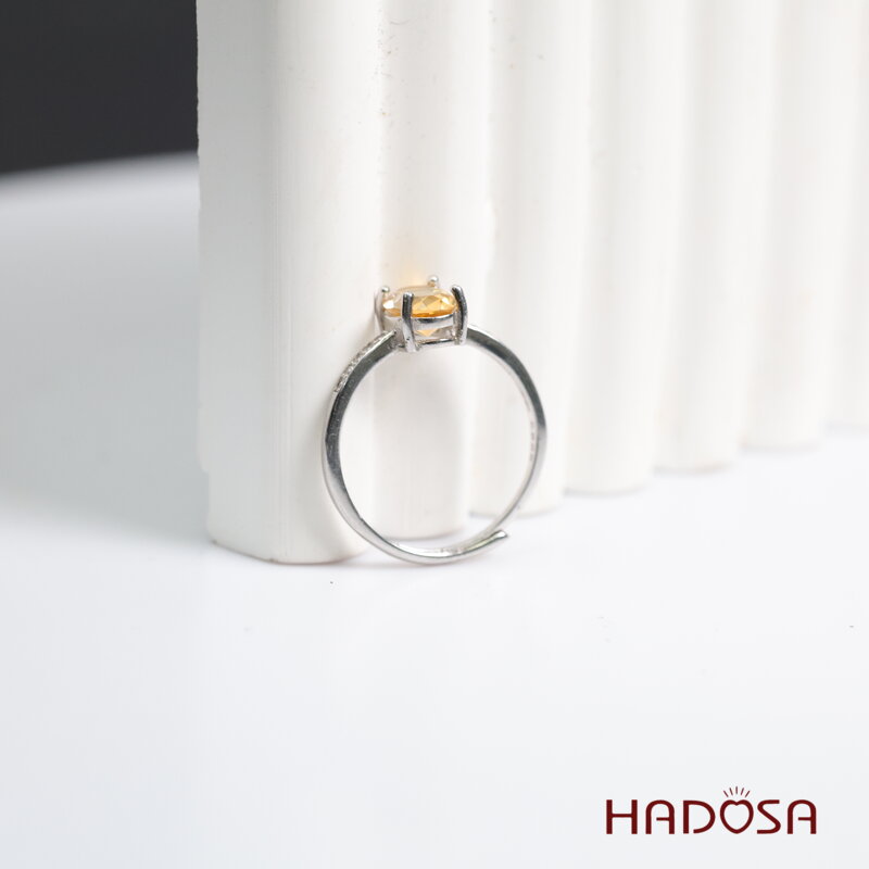 Nhẫn Thạch Anh Vàng Citrine 6*8mm bạc 925