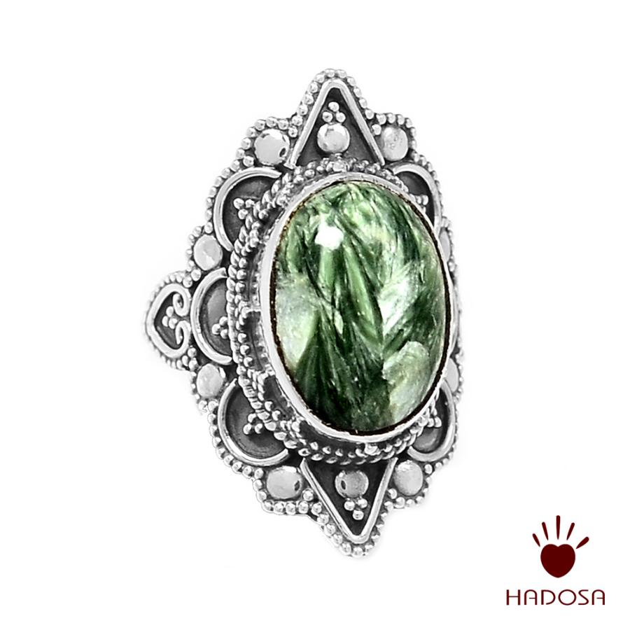 Nhẫn nữ đá Seraphinite bạc 925 cao cấp size 15