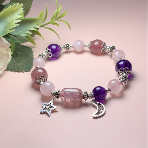 Vòng đá phong thủy mệnh Hỏa, mệnh Thổ charm bạc 925