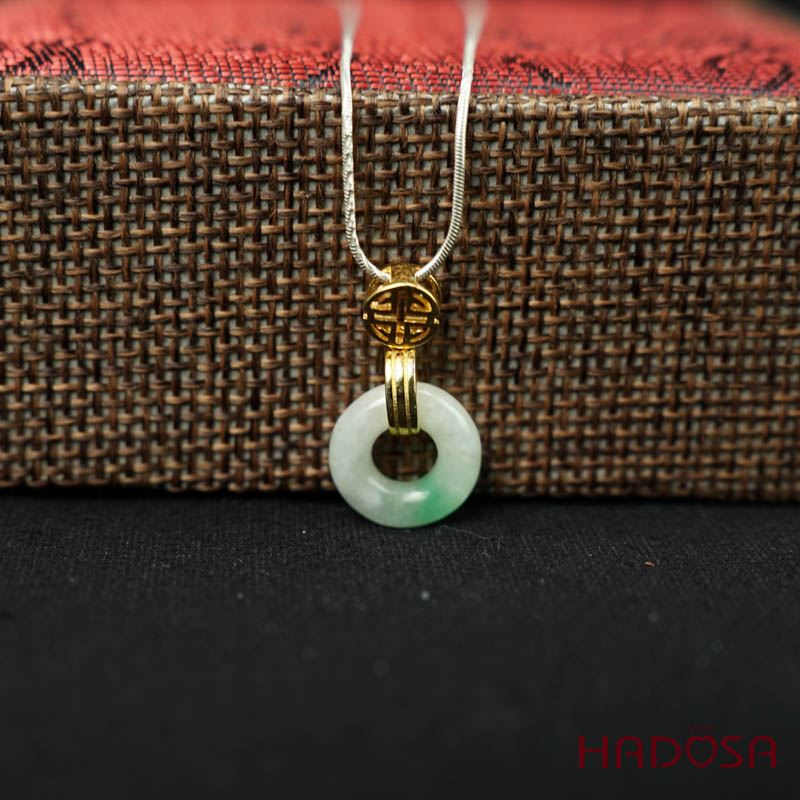 Mặt dây chuyền đồng điếu Ngọc Cẩm Thạch 13mm