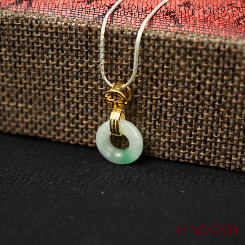 Mặt dây chuyền đồng điếu Ngọc Cẩm Thạch 13mm