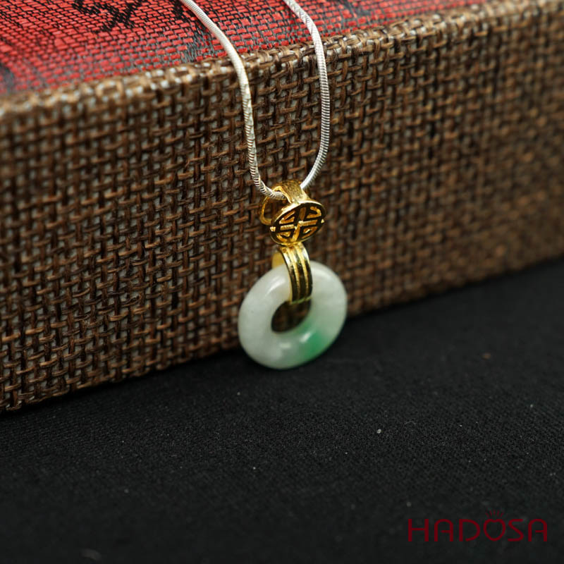 Mặt dây chuyền đồng điếu Ngọc Cẩm Thạch 13mm