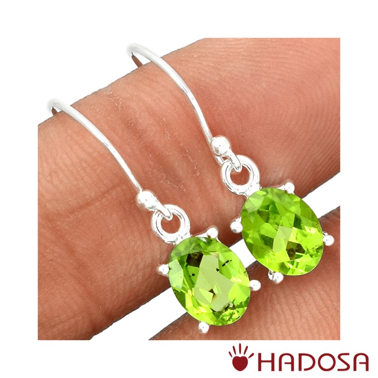 Hoa tai đá Peridot cao cấp bạc 925