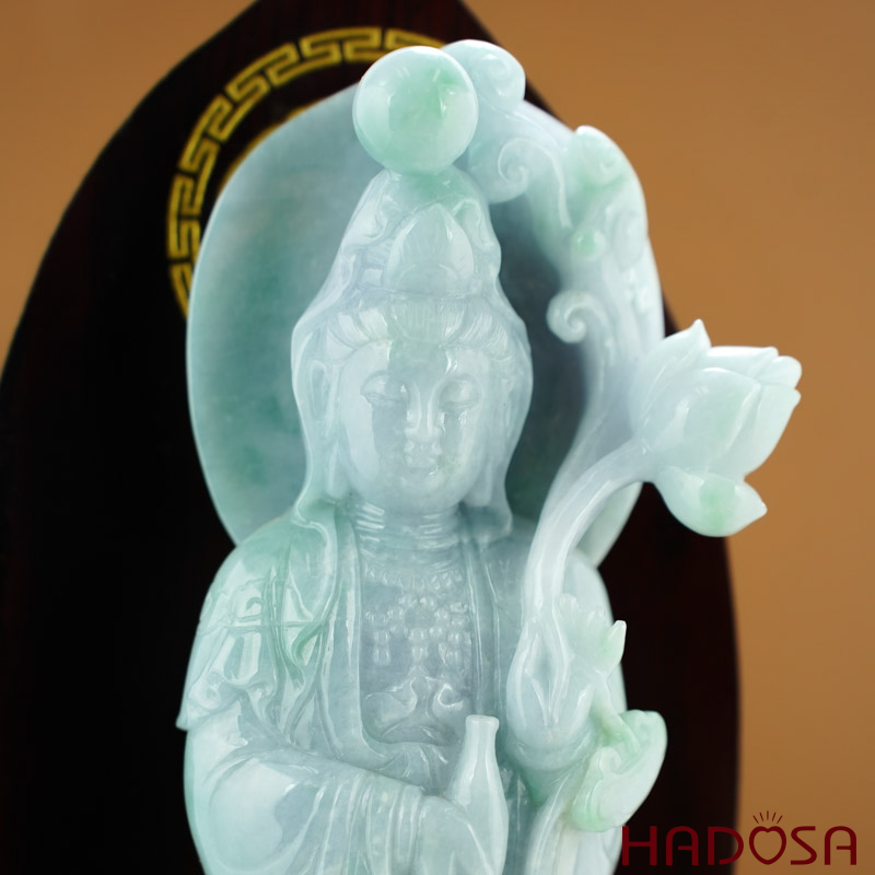 Phật Bà Quan Âm Cẩm Thạch 27x9cm