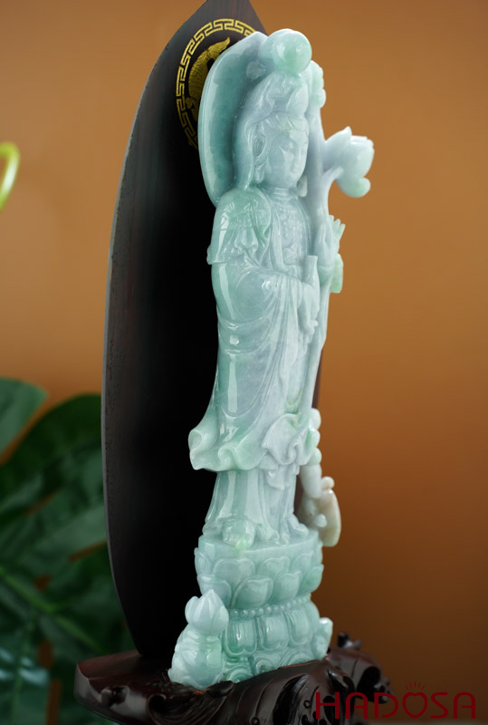 Phật Bà Quan Âm Cẩm Thạch 27x9cm