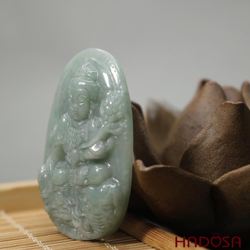 Mặt Phật bản mệnh Thìn Tỵ Cẩm thạch A 49x31x7mm