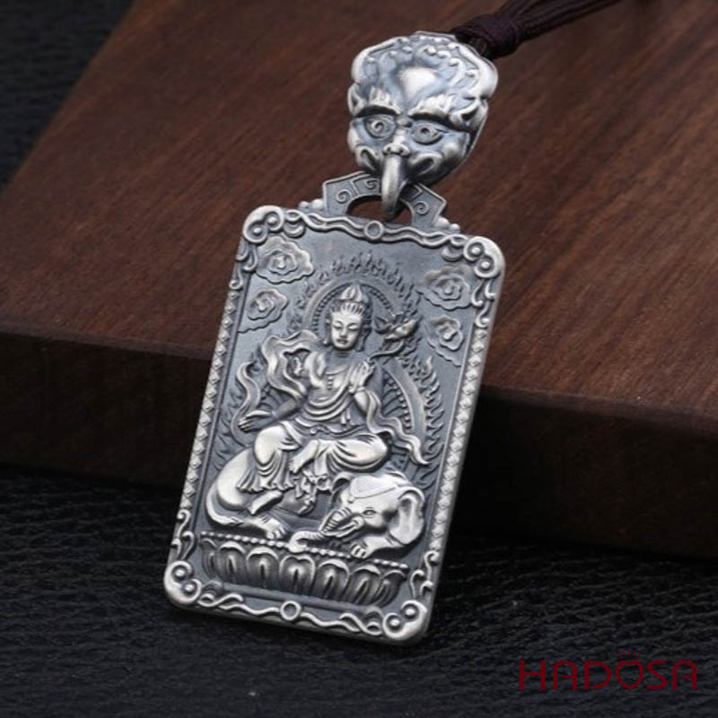 Mặt dây chuyền bạc Thái Phật bản mệnh Phổ Hiền (Thìn, Tỵ)