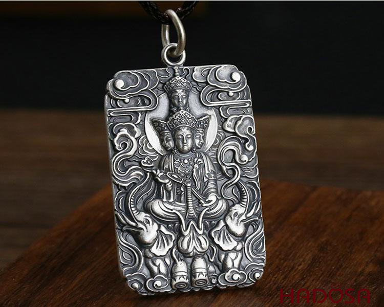 Mặt dây chuyền bạc Thái Phật bản mệnh Phổ Hiền (Thìn, Tỵ)