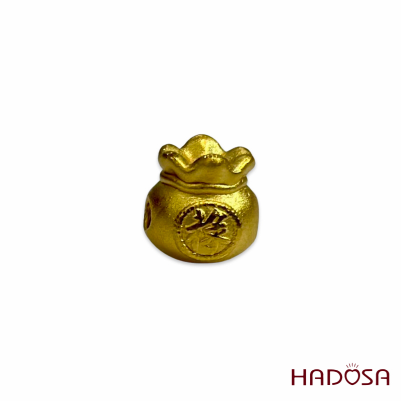 Charm túi tiền chữ Phúc vàng 9999 2p6