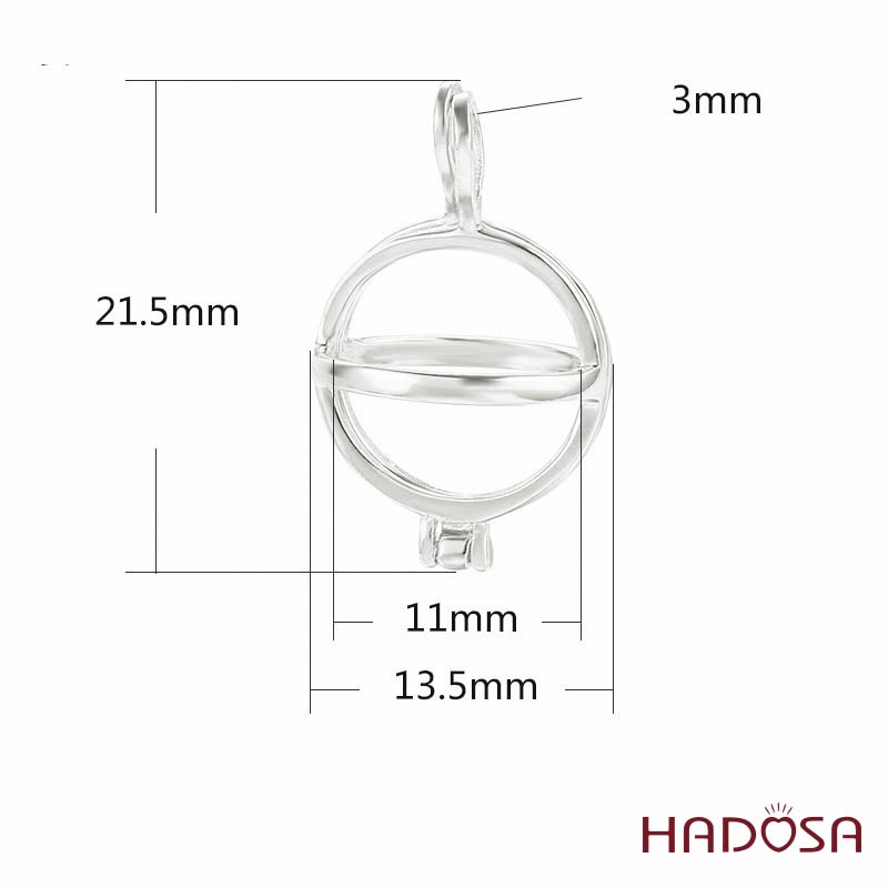 Khoen móc bạc mặt dây chuyền hình cầu 11mm