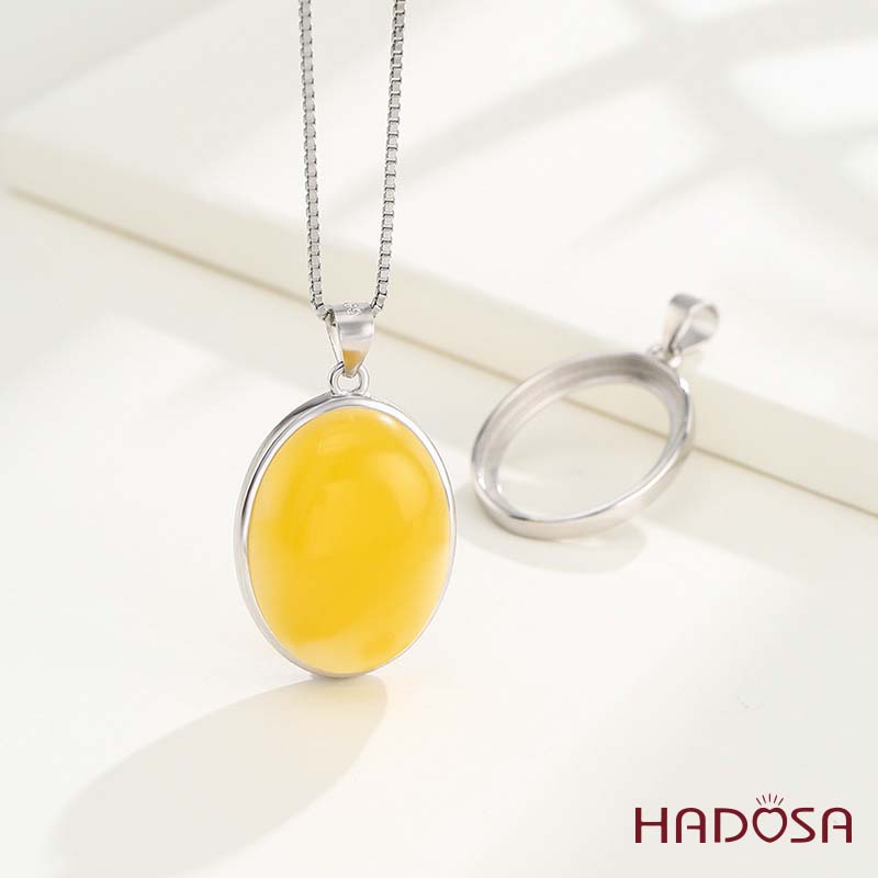 Khung bạc mặt dây chuyền Oval 16x20mm