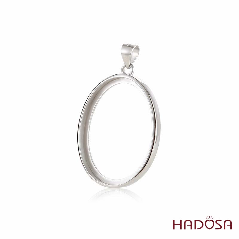 Khung bạc mặt dây chuyền Oval 16x20mm