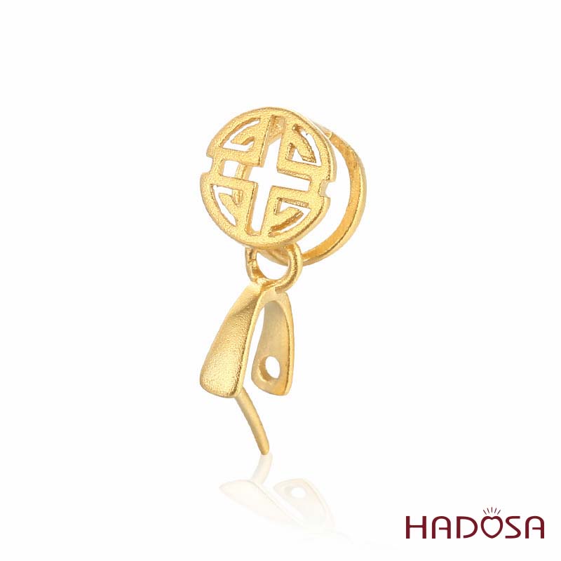 Khoen bạc mạ vàng mặt dây chuyền chữ Thọ