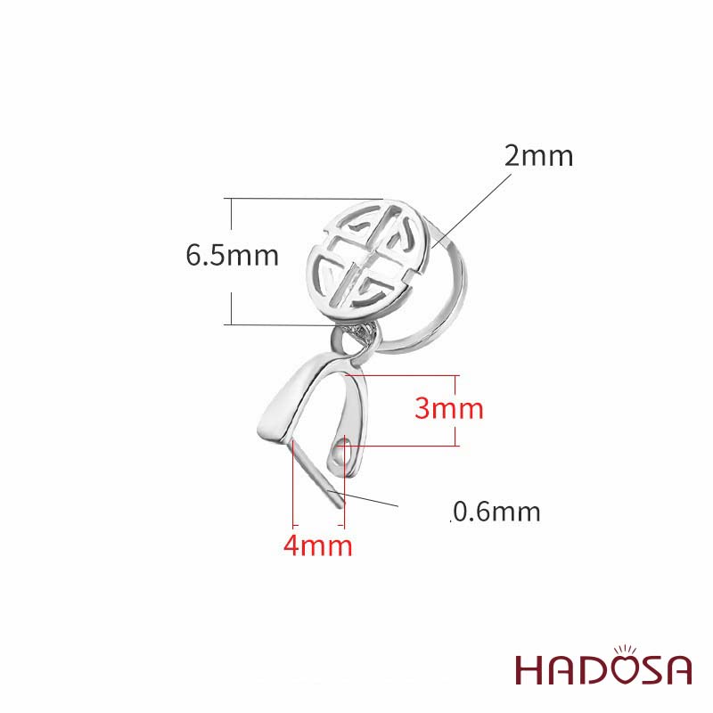 Khoen bạc mạ vàng mặt dây chuyền chữ Thọ