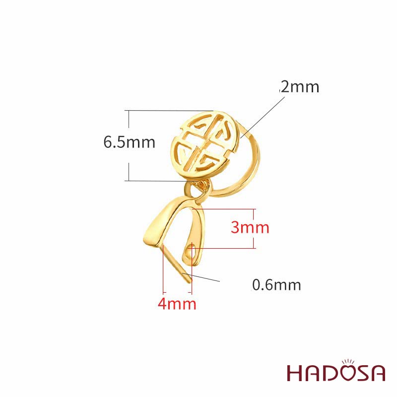 Khoen bạc mạ vàng mặt dây chuyền chữ Thọ