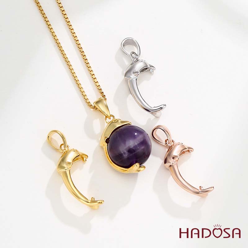 Khoen móc bạc mặt dây chuyền cá heo 12mm