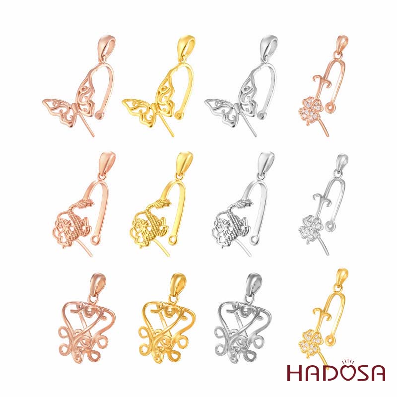 Khoen móc bạc cỏ 4 lá đồng điếu 13mm