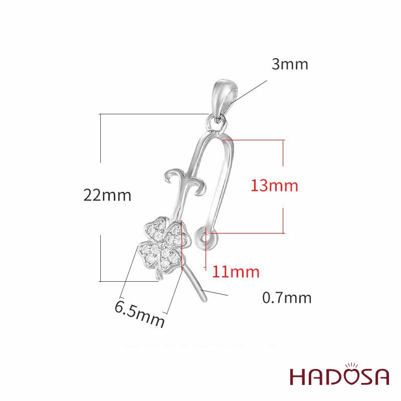 Khoen móc bạc cỏ 4 lá đồng điếu 13mm