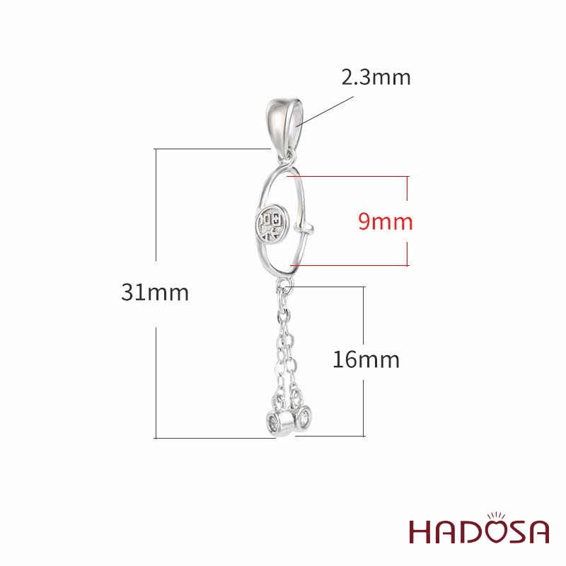 Khoen móc bạc mặt dây chuyền hồ lô 9mm