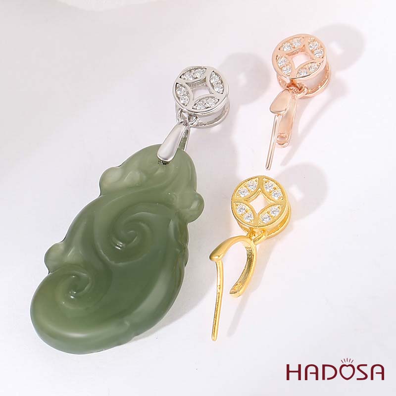 Khoen bạc mạ vàng mặt dây chuyền kim tiền