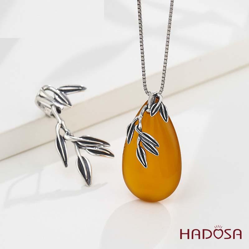 Khoen móc bạc mặt dây chuyền giọt nước 30mm