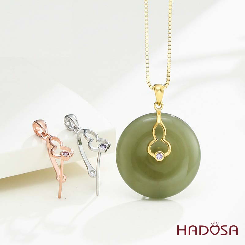 Khoen móc bạc mạ vàng hồ lô 10mm