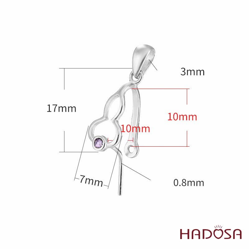 Khoen móc bạc mạ vàng hồ lô 10mm